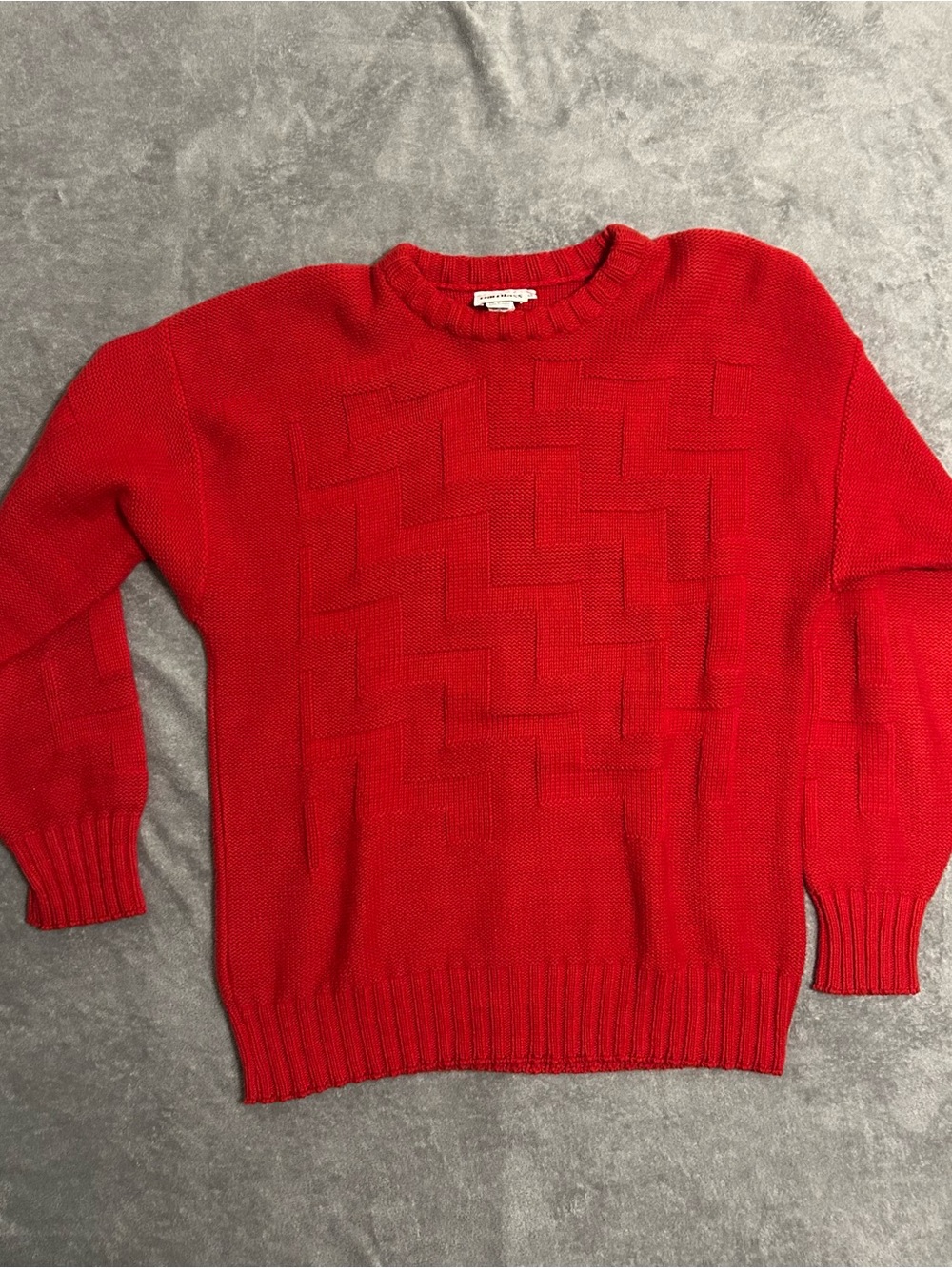 bill blass Red Men's Crewneck Sweater - Textured Knit
